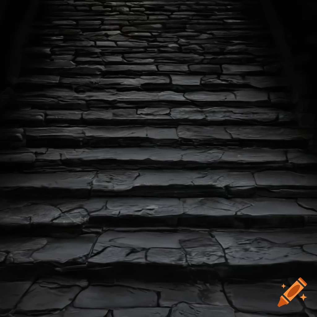 Top-down view of cobblestone steps texture