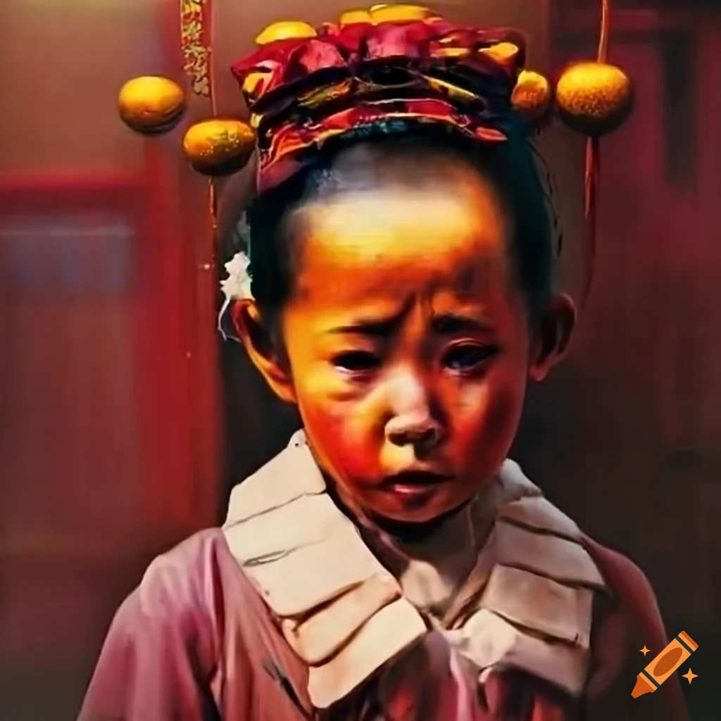 Children crying in historical Chinatown during the 20th century