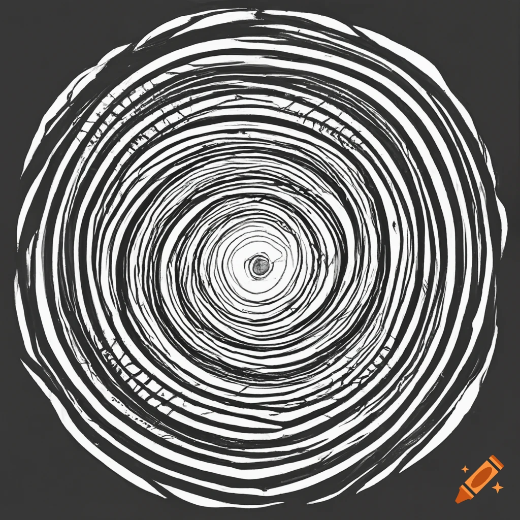 Monochrome eye with a spiral design