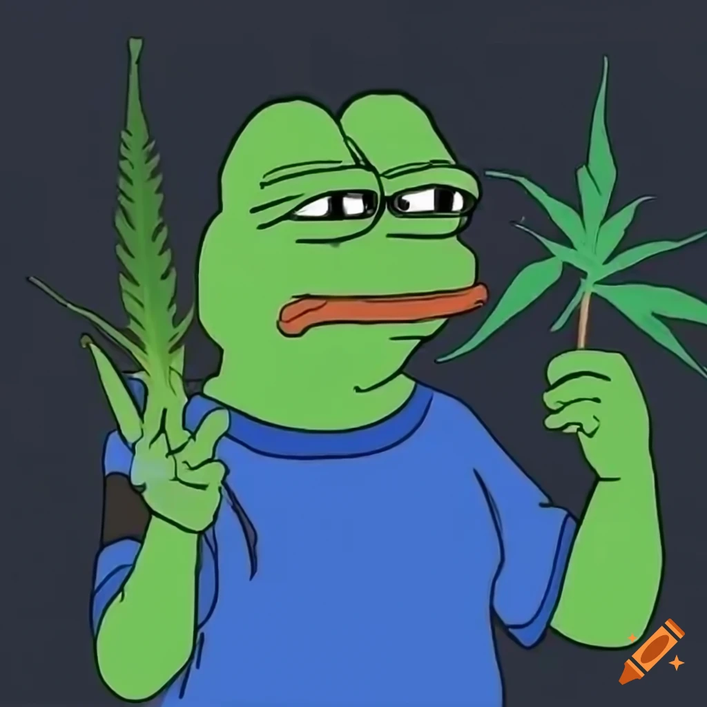 Pepe Frog with sunglasses and cannabis leaf