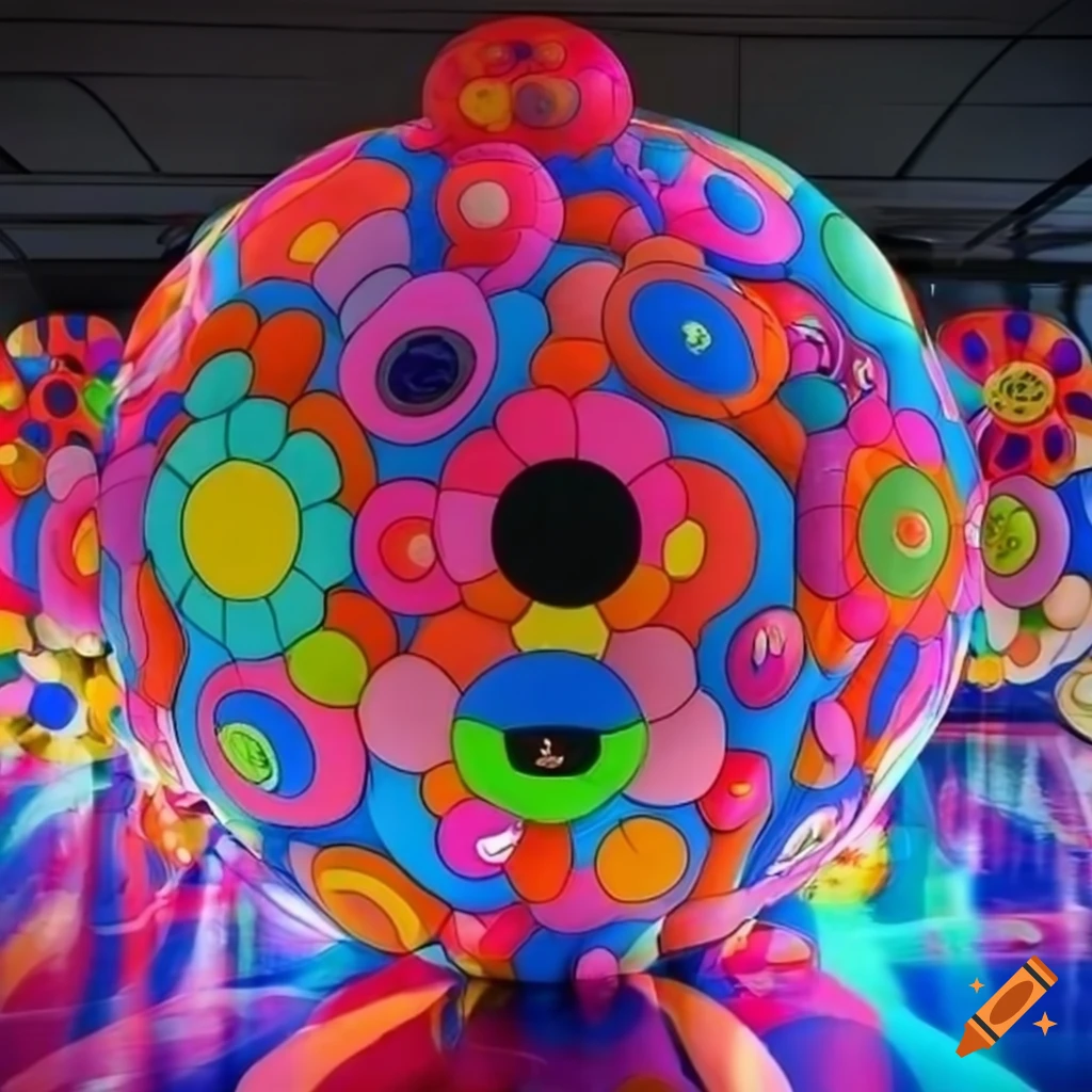 3d platybelodon lollipop in teamlab style inspired by yayoi kusama and