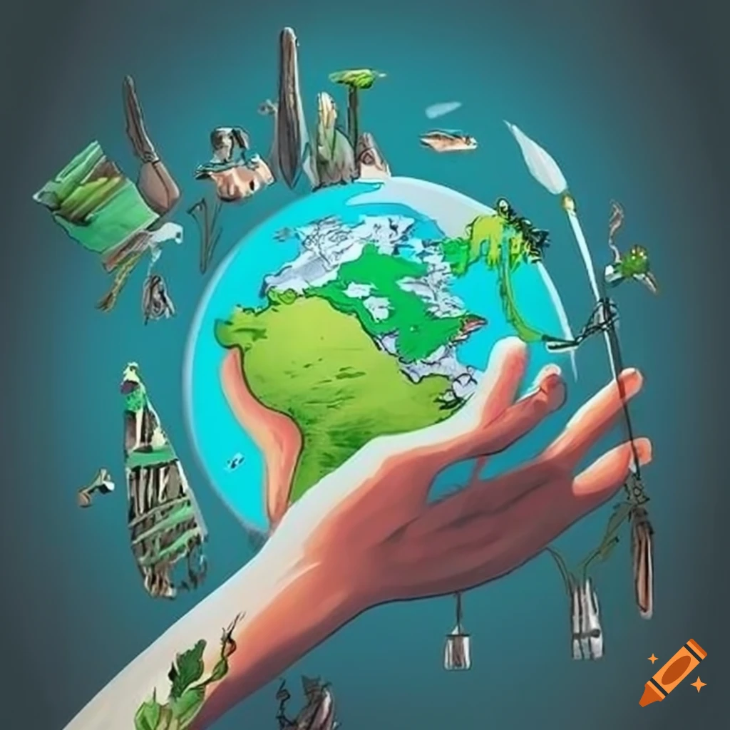 Environment awareness poster with the message 'Our environment is in our hands'