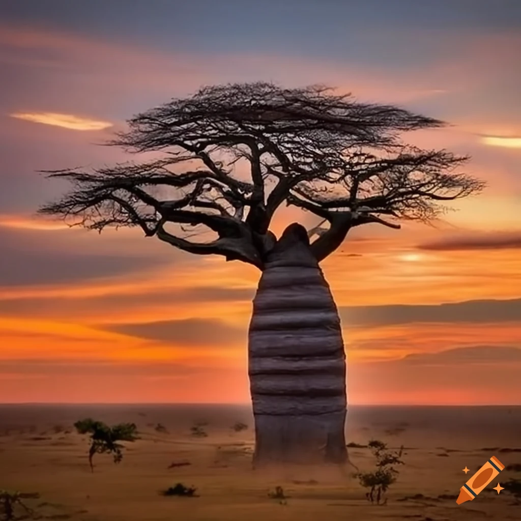 Ancient African Baobab tree in the Serengeti