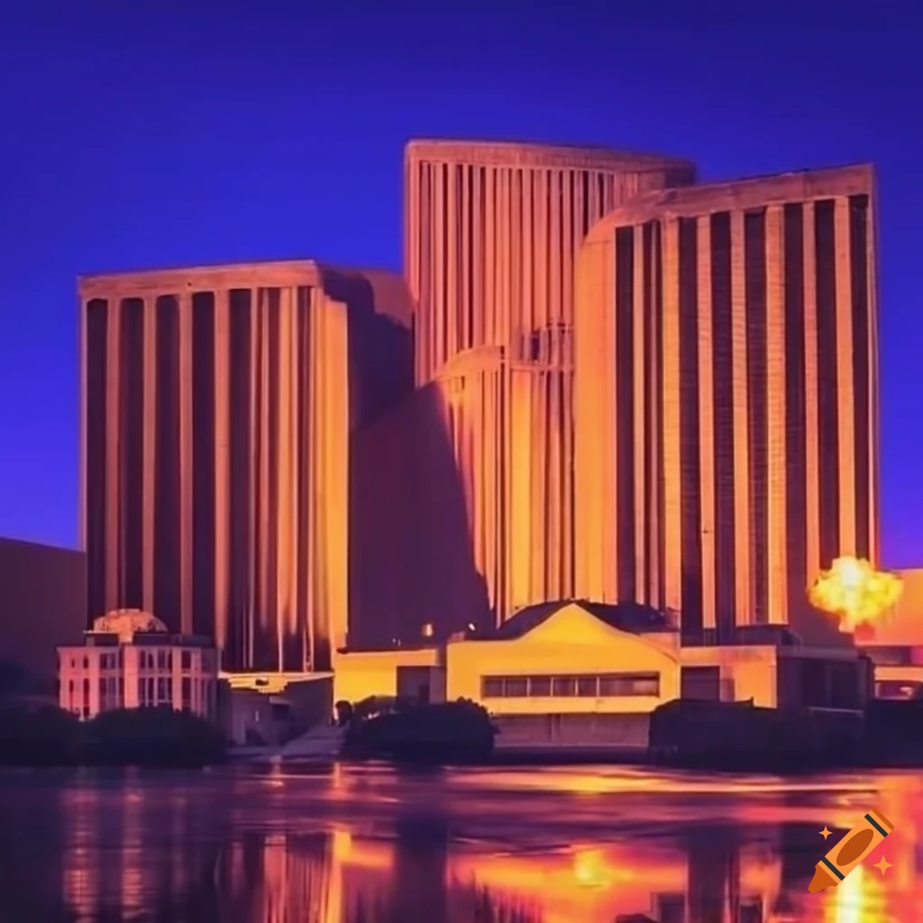 brutalist-architecture-in-1950s-america-sunset-in-las-vegas-nevada-on