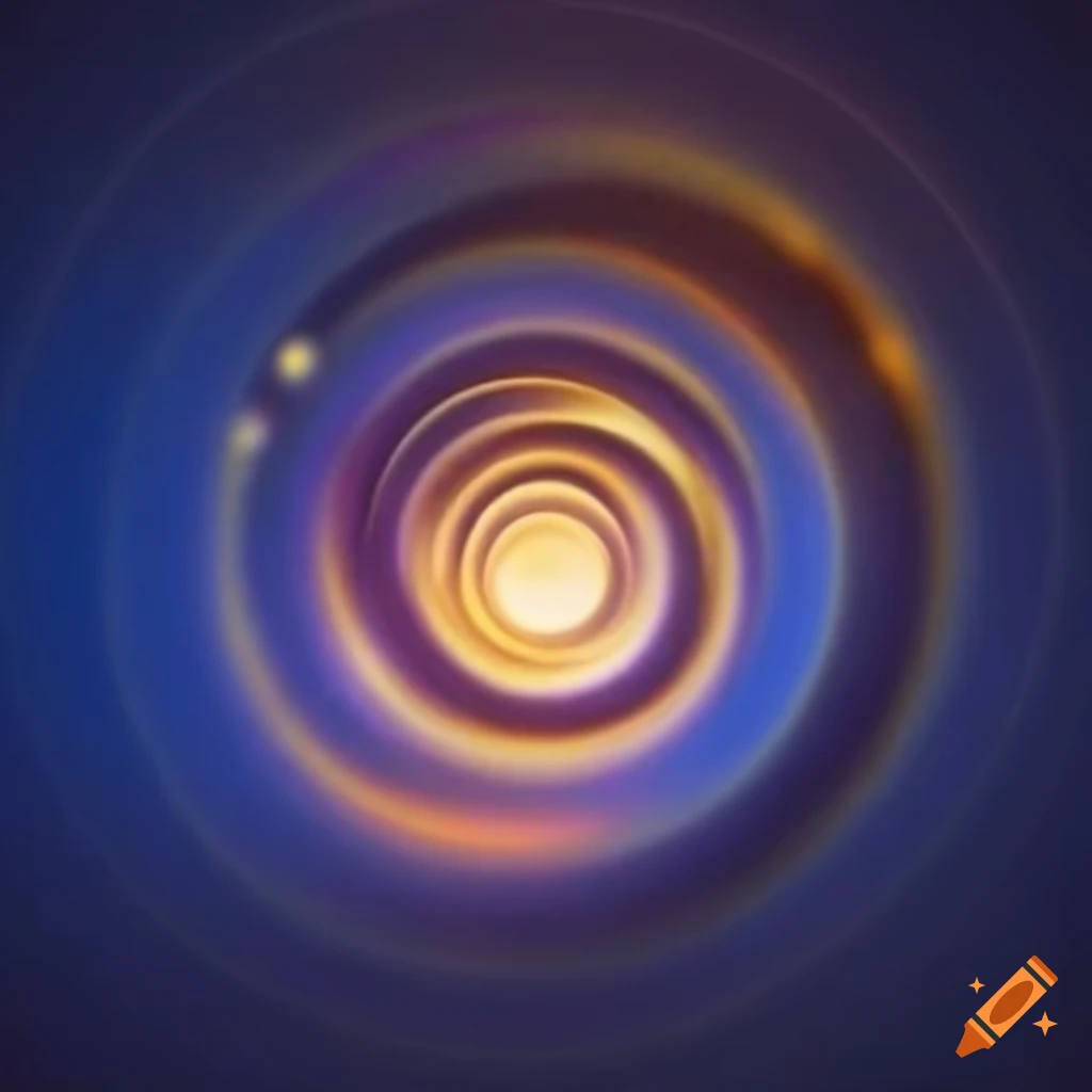 Three golden rings of light on a starry background