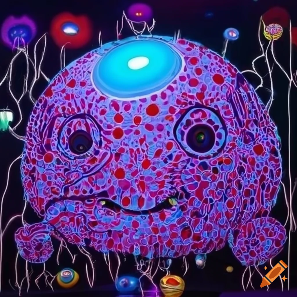 3d platybelodon lollipop in teamlab style inspired by yayoi kusama and