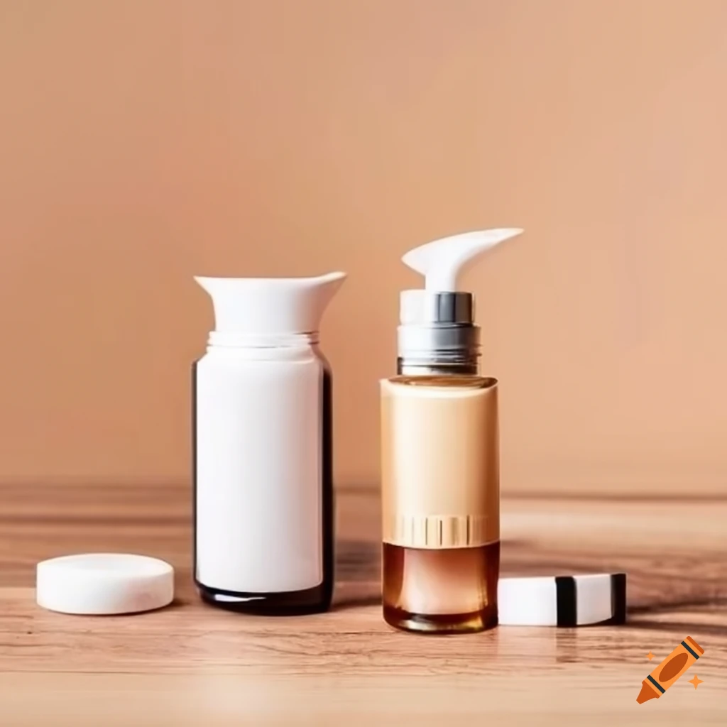 Organic skincare products beautifully arranged on a wooden table
