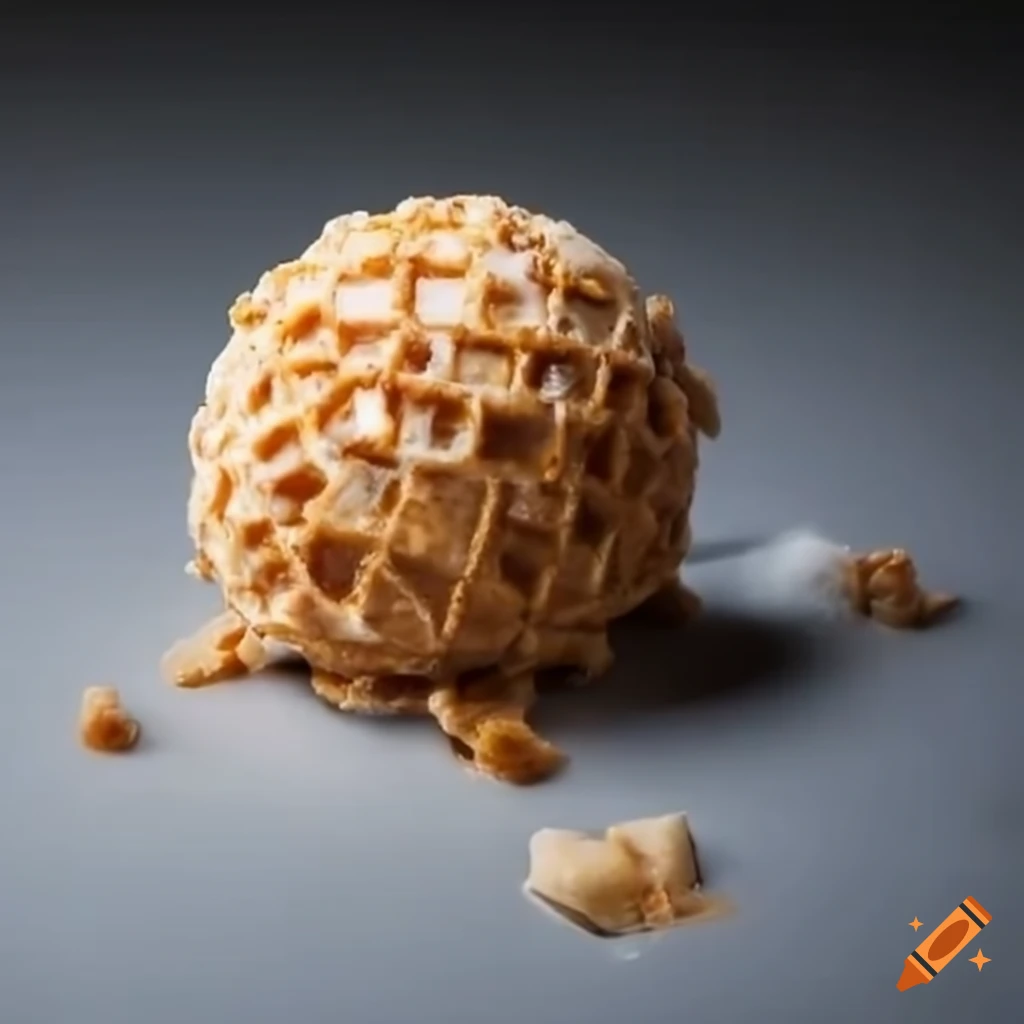 Ball shaped ice cream covered in waffle cone crumbs on Craiyon
