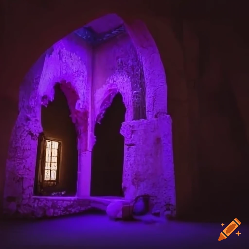 Stone ruin resembling a purple glowing Arabic lantern