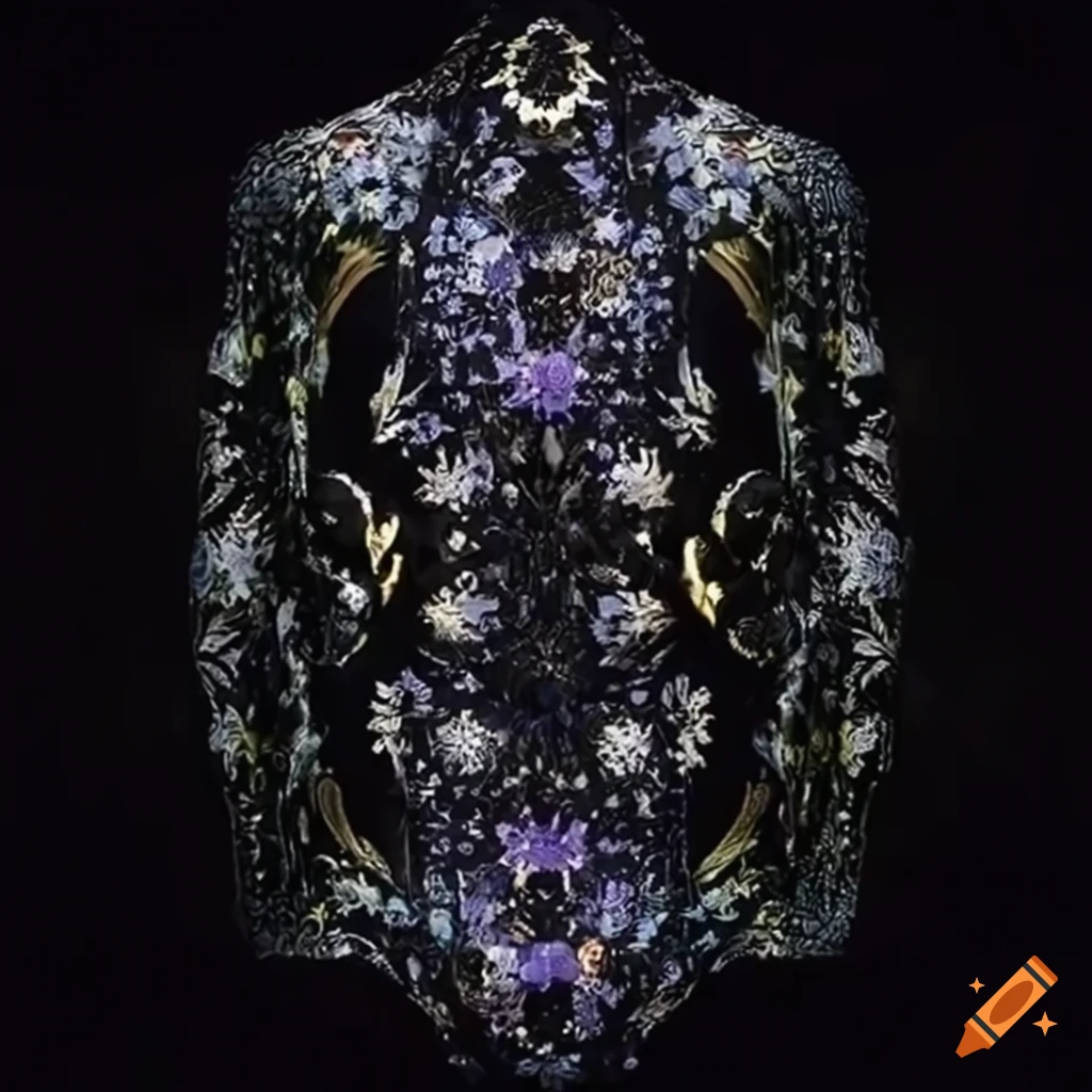 Men's black suit with crystal flower pattern
