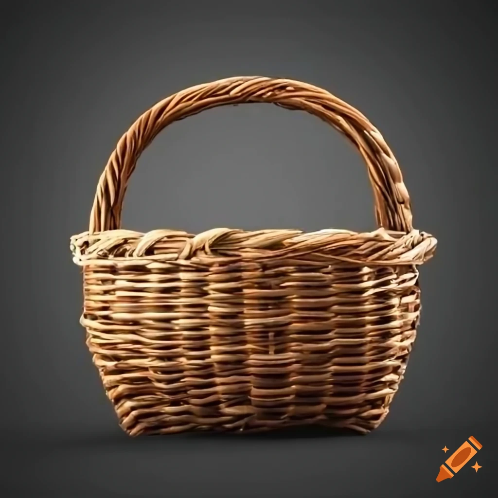 Wicker basket with handle