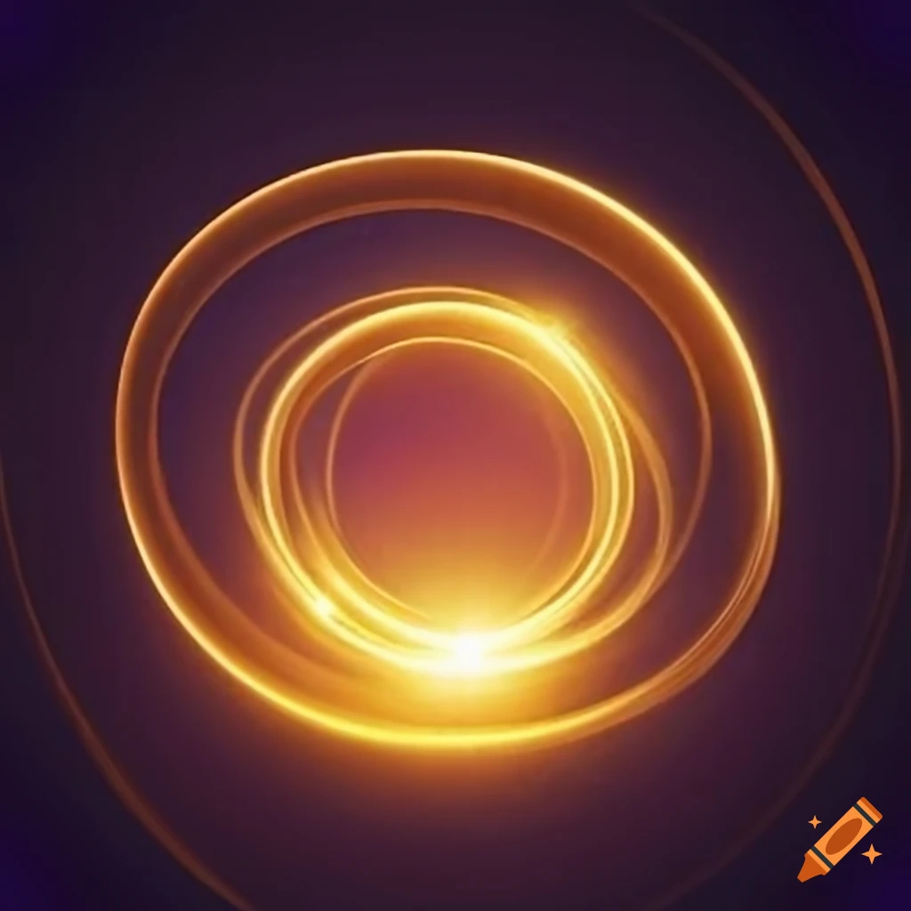 Three golden rings of light on a starry background