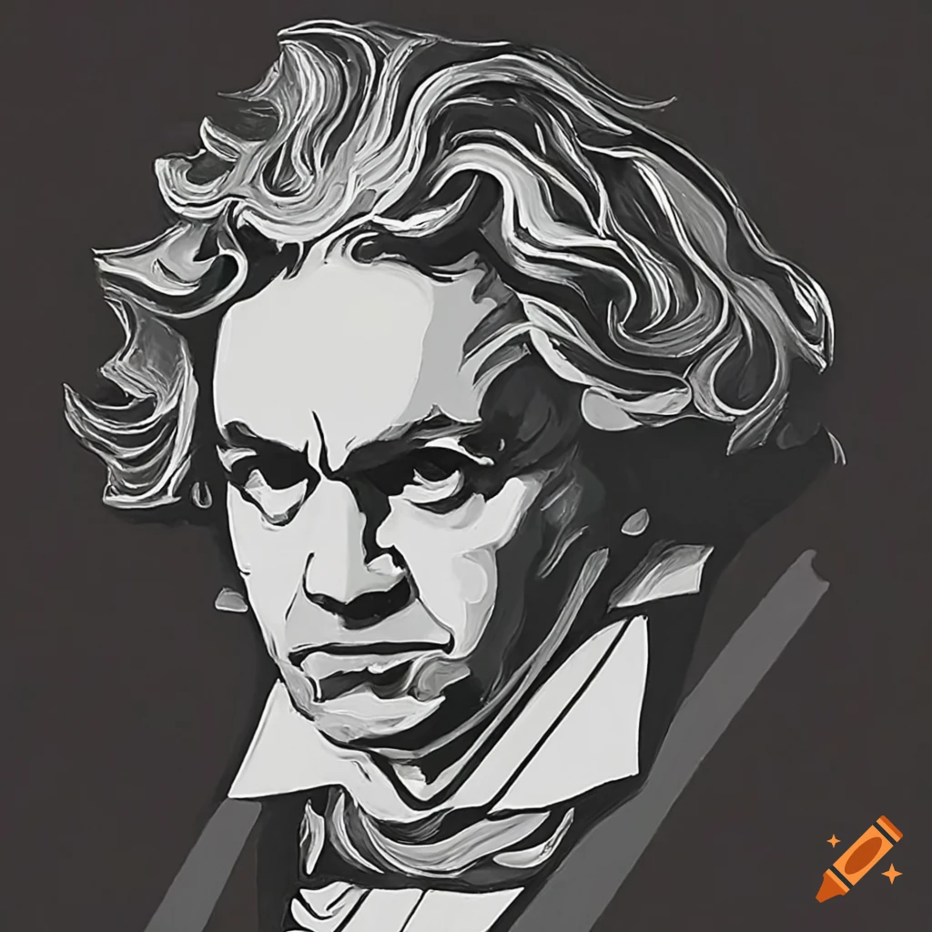 Oil painting of Ludwig van Beethoven
