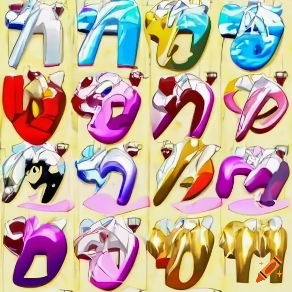 Shiny 3D diamond with anime-style Japanese text