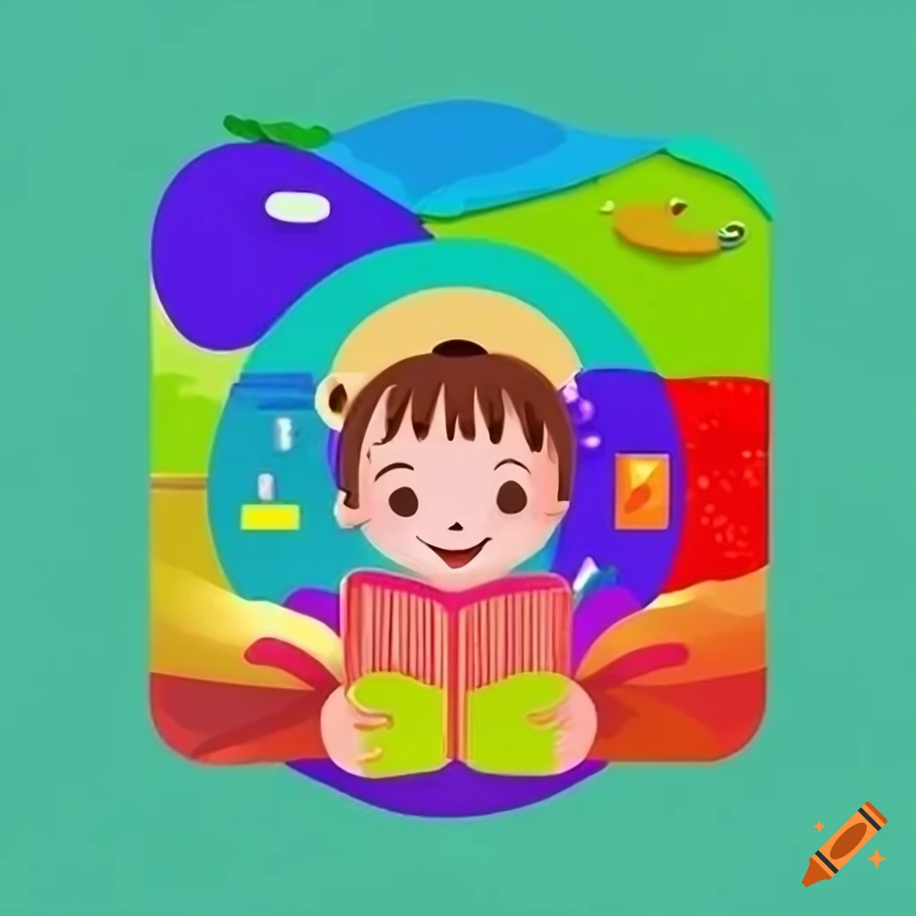 Minimalist colorful app icon for children's book reading app with