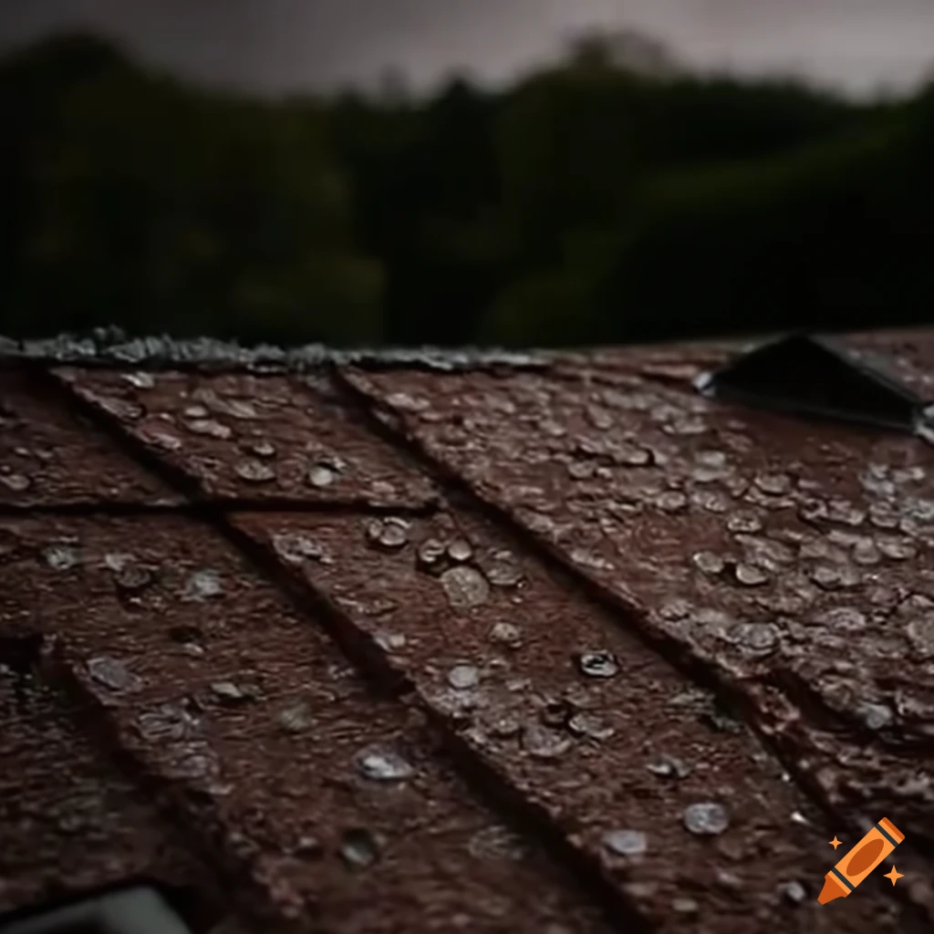 Roof with hail damage from a hailstorm