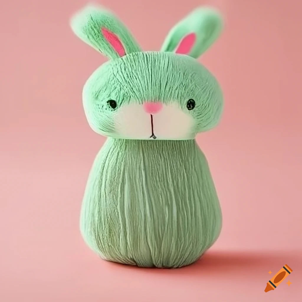 Cute crepe paper bunny doll made of matte moss material
