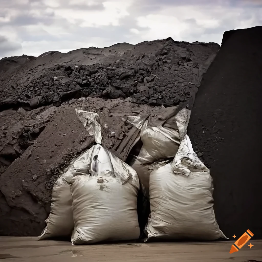 Coal packed in cemented bags in a Volvo truck for transport