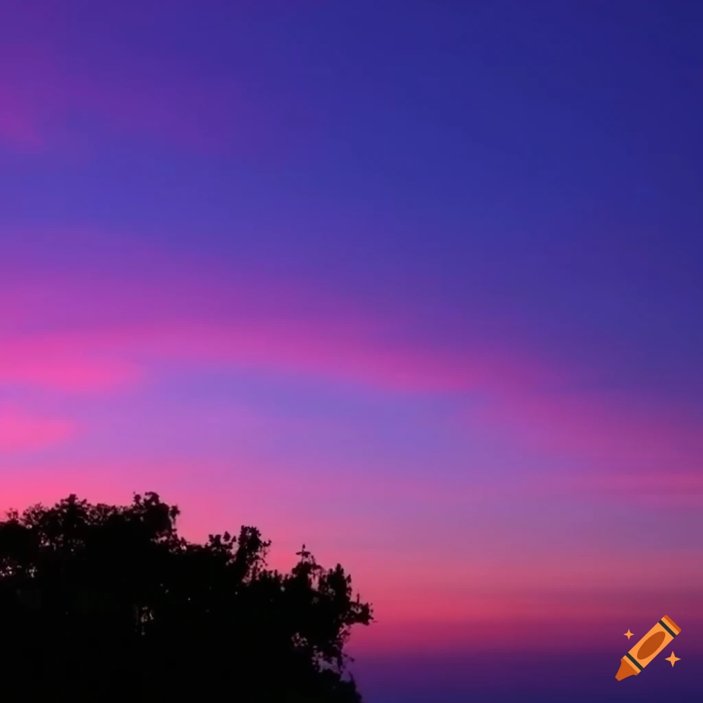 High-resolution landscape of a serene summer evening with shades of blue and purple in the sky