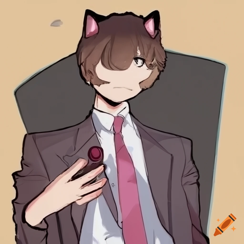 Catboy city planner in a suit