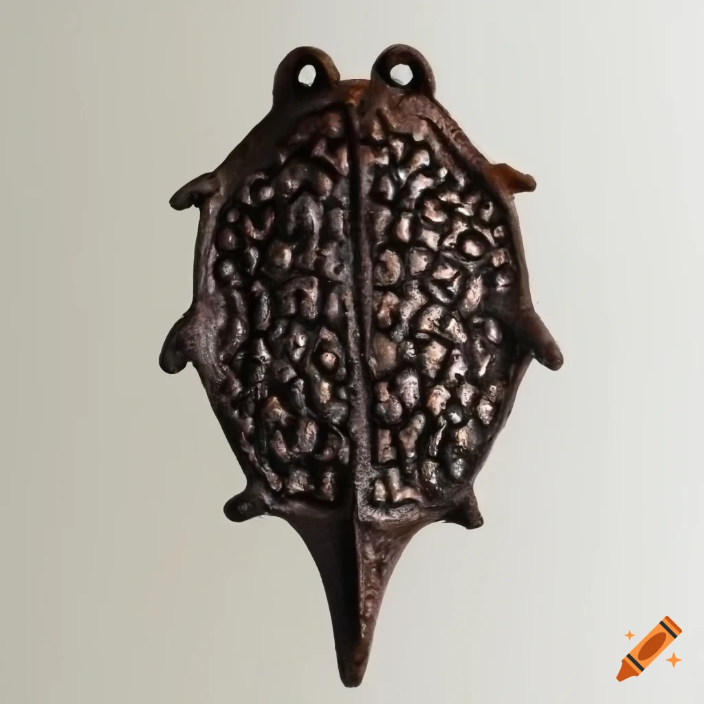 Cast iron metalwork with frog skin and wool of bat