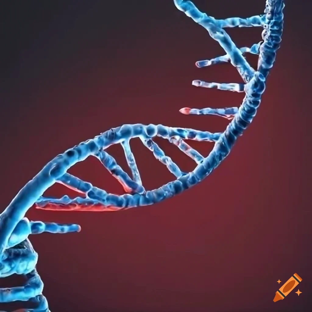 Human double helix DNA in red and blue colors