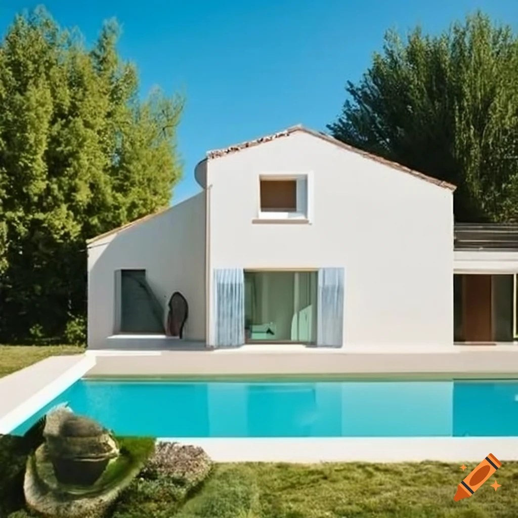 White single floor house with swimming pool in the south of France