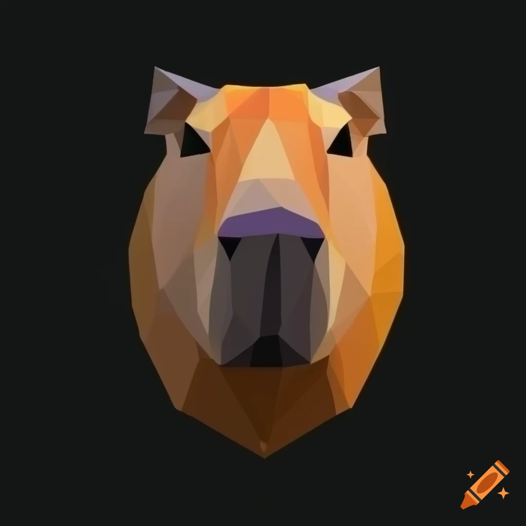 Low poly capybara face with rounded shape