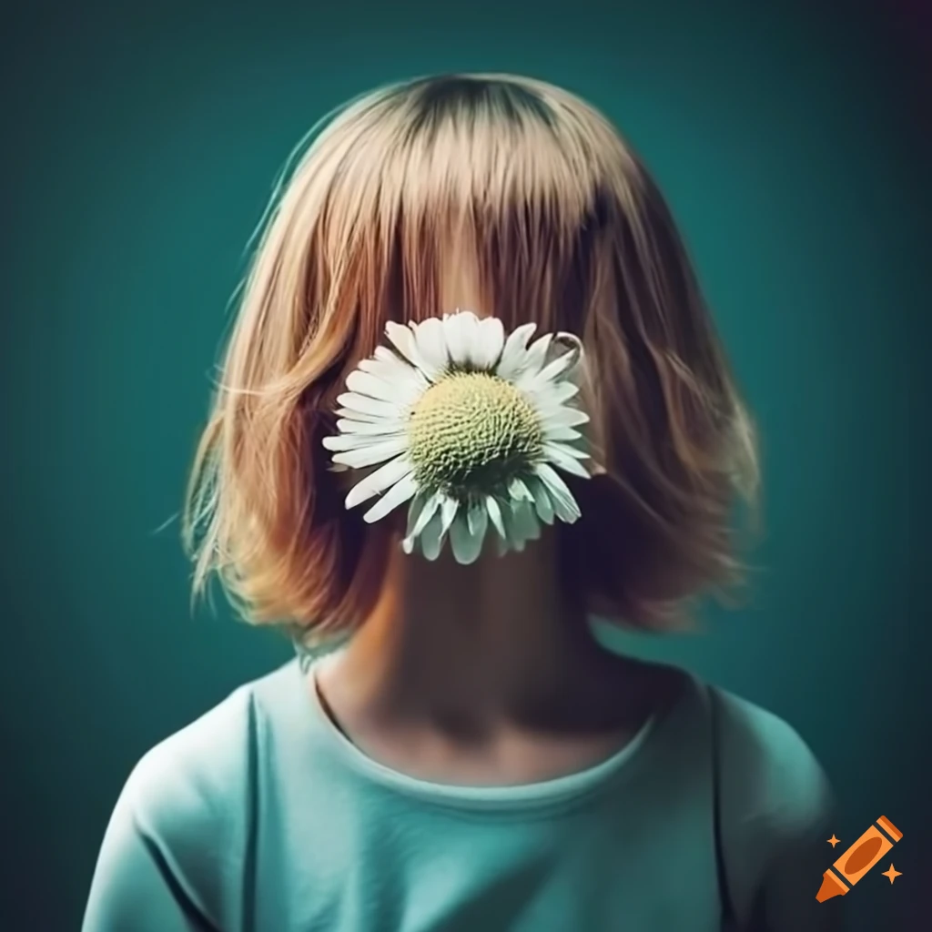 Young person with a daisy head on Craiyon