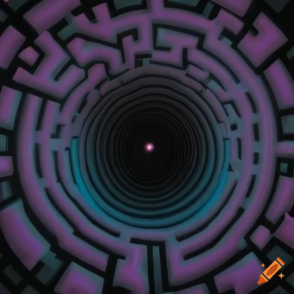 Abstract labyrinth with dark decaying colors creating a dizzying effect