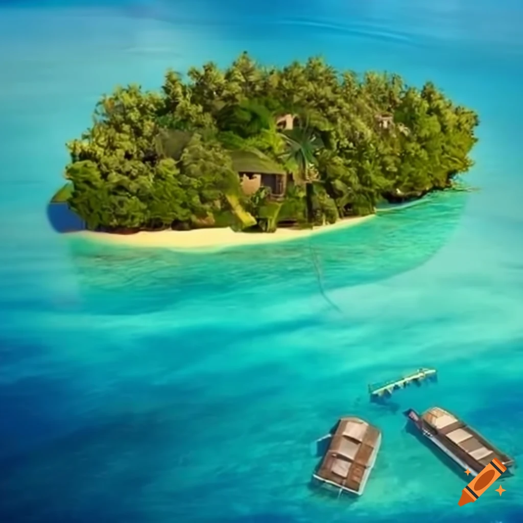 Tropical house on an island