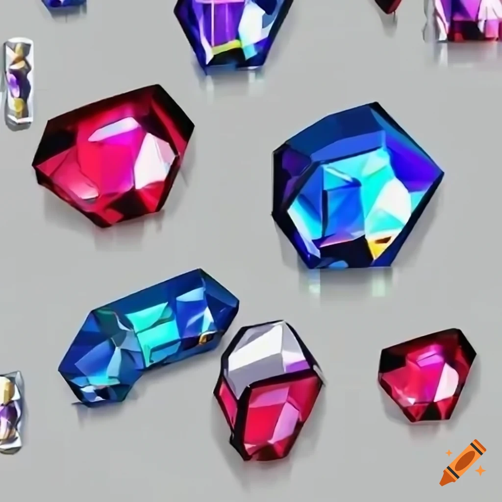 Shiny 3D diamond with anime-style 2000's Japanese text