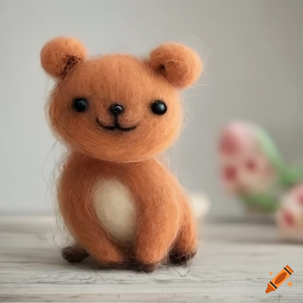 Felted wool animal with its wool friends