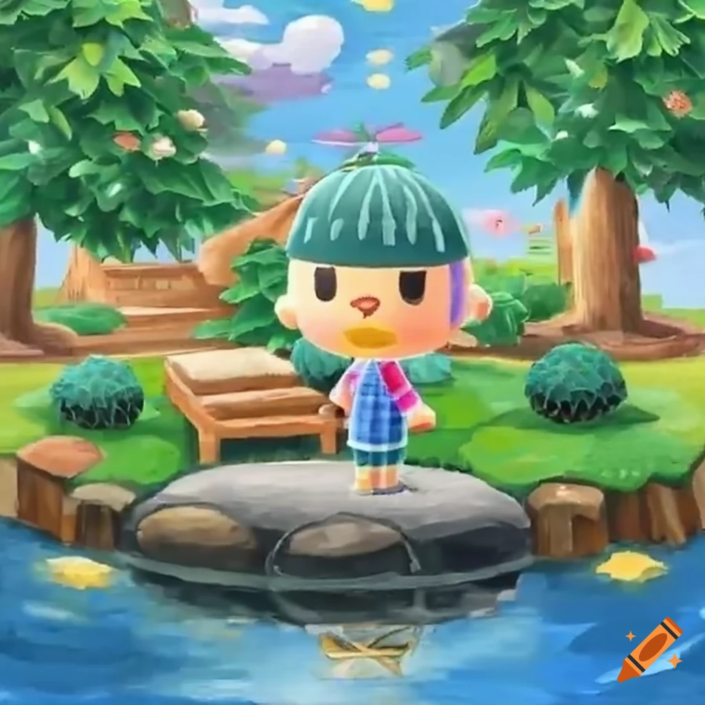 Cozy zen garden in Animal Crossing game