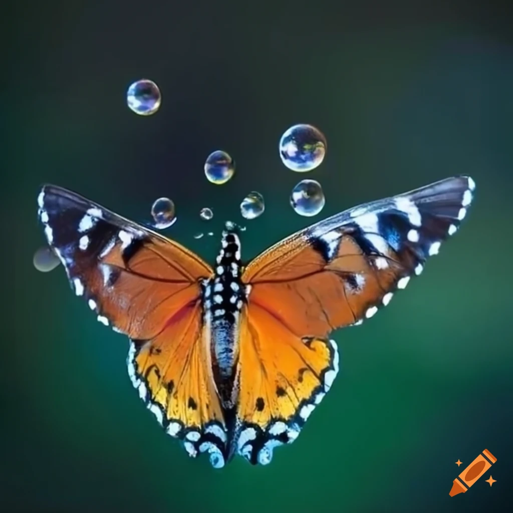 Beautiful butterfly inside a water bubble