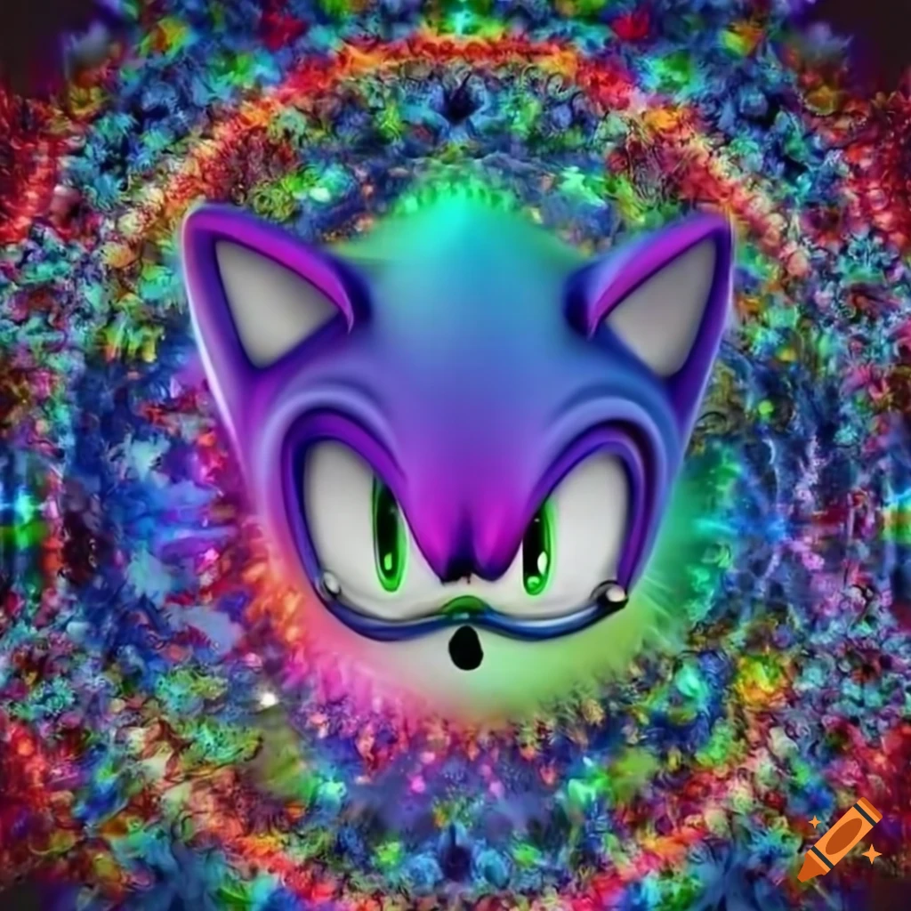 Sonic the Hedgehog fractal artwork in vibrant blues and purples
