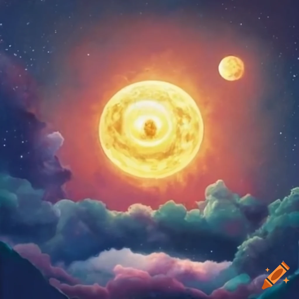 Creation of the sun moon and stars by god on craiyon