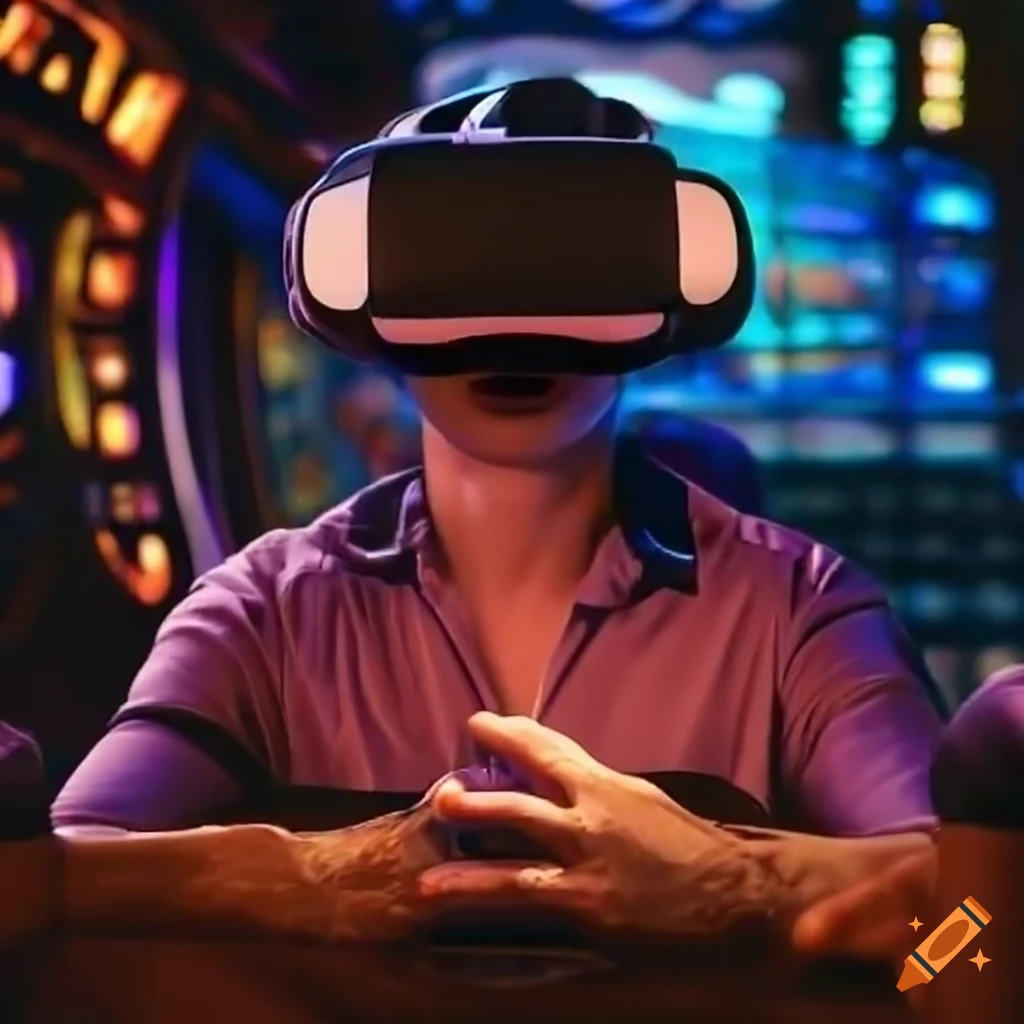 Virtual reality headset in a las vegas casino on Craiyon