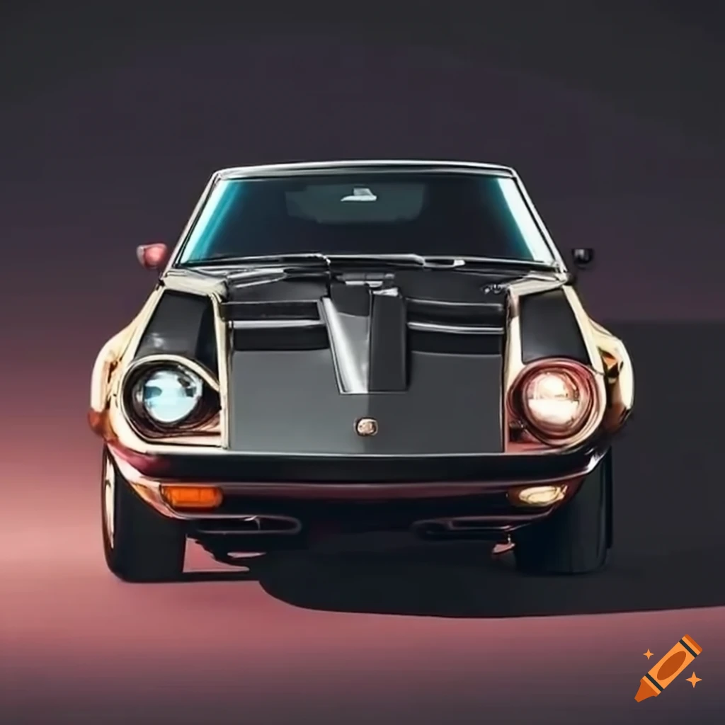 Champagne and black Datsun 280ZX sleek and shiny on the road