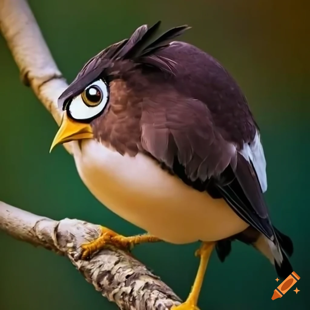 Funny angry bird with lots of feathers on craiyon
