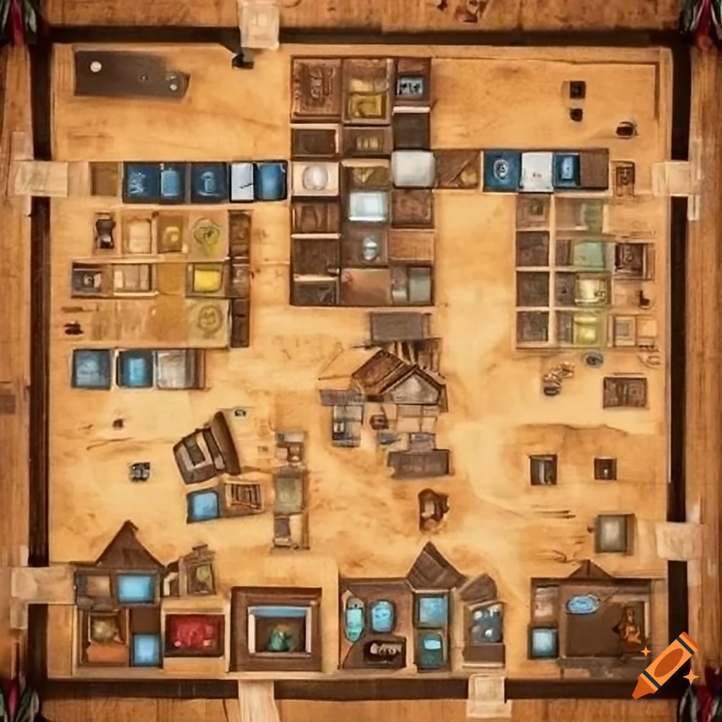 Top-down view of a Wild West Town board game