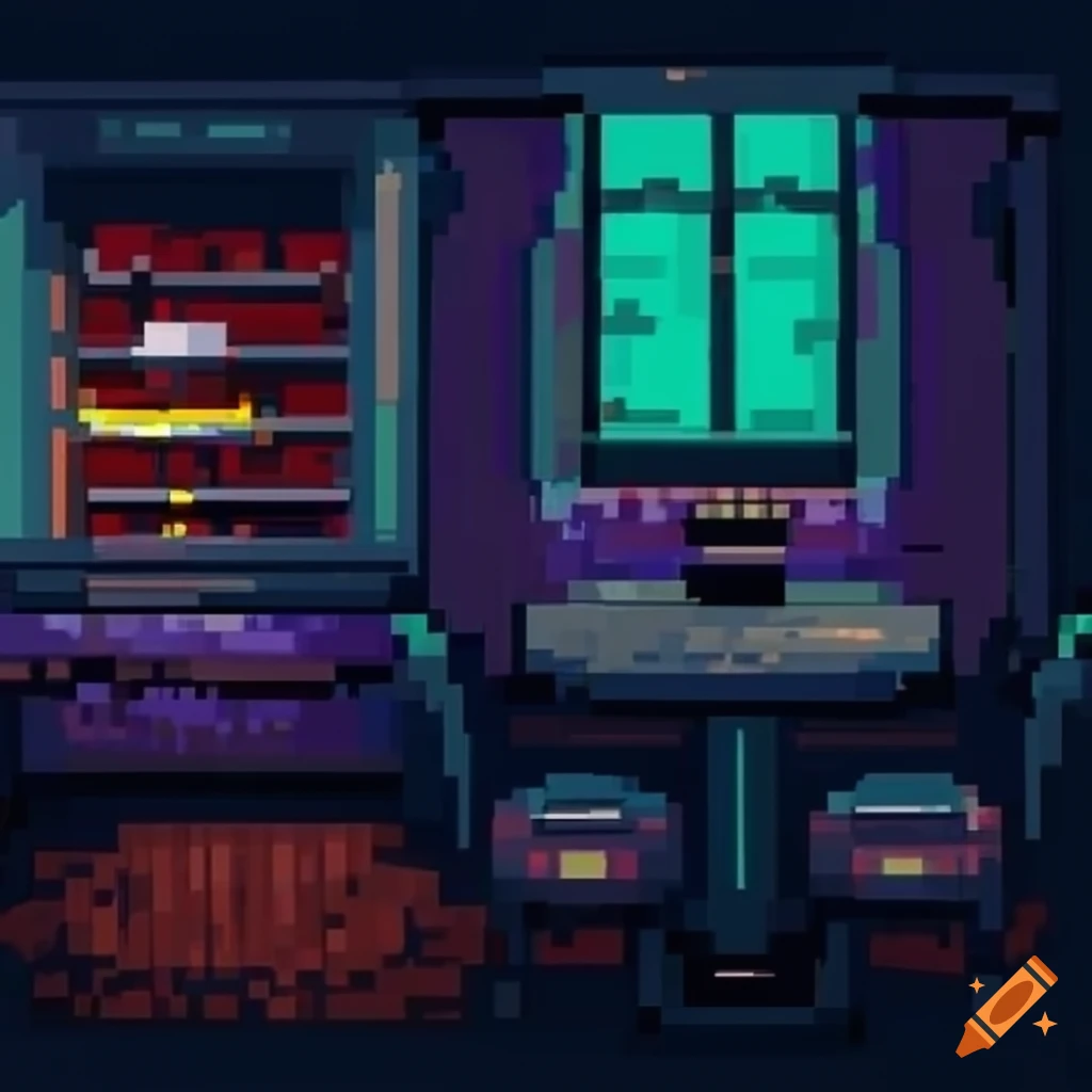 Haunted midnight diner in 32-bit pixel art
