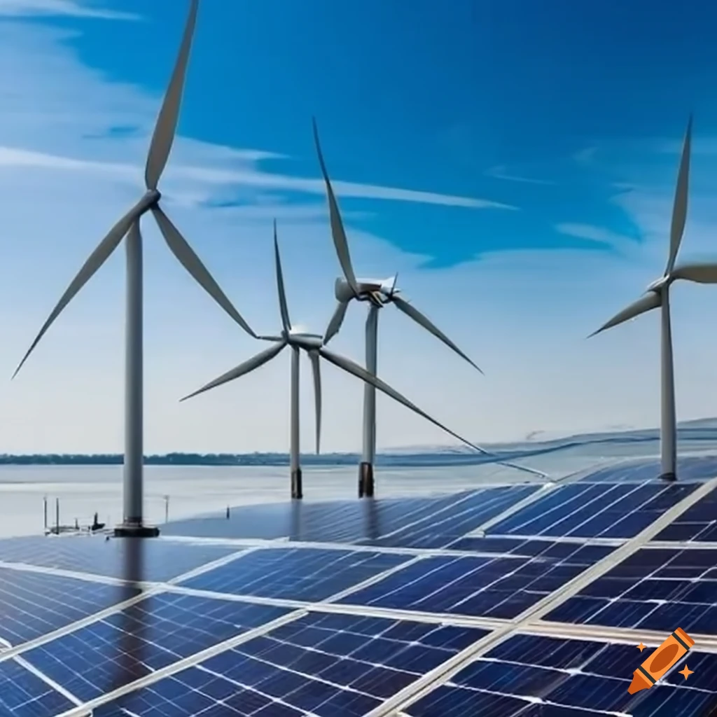 Solar wind power farm with water turbines