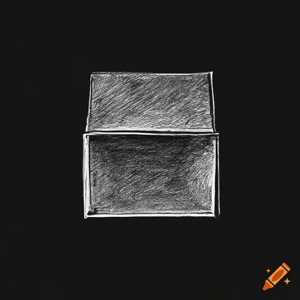 Minimalistic flat design of a small box on black background