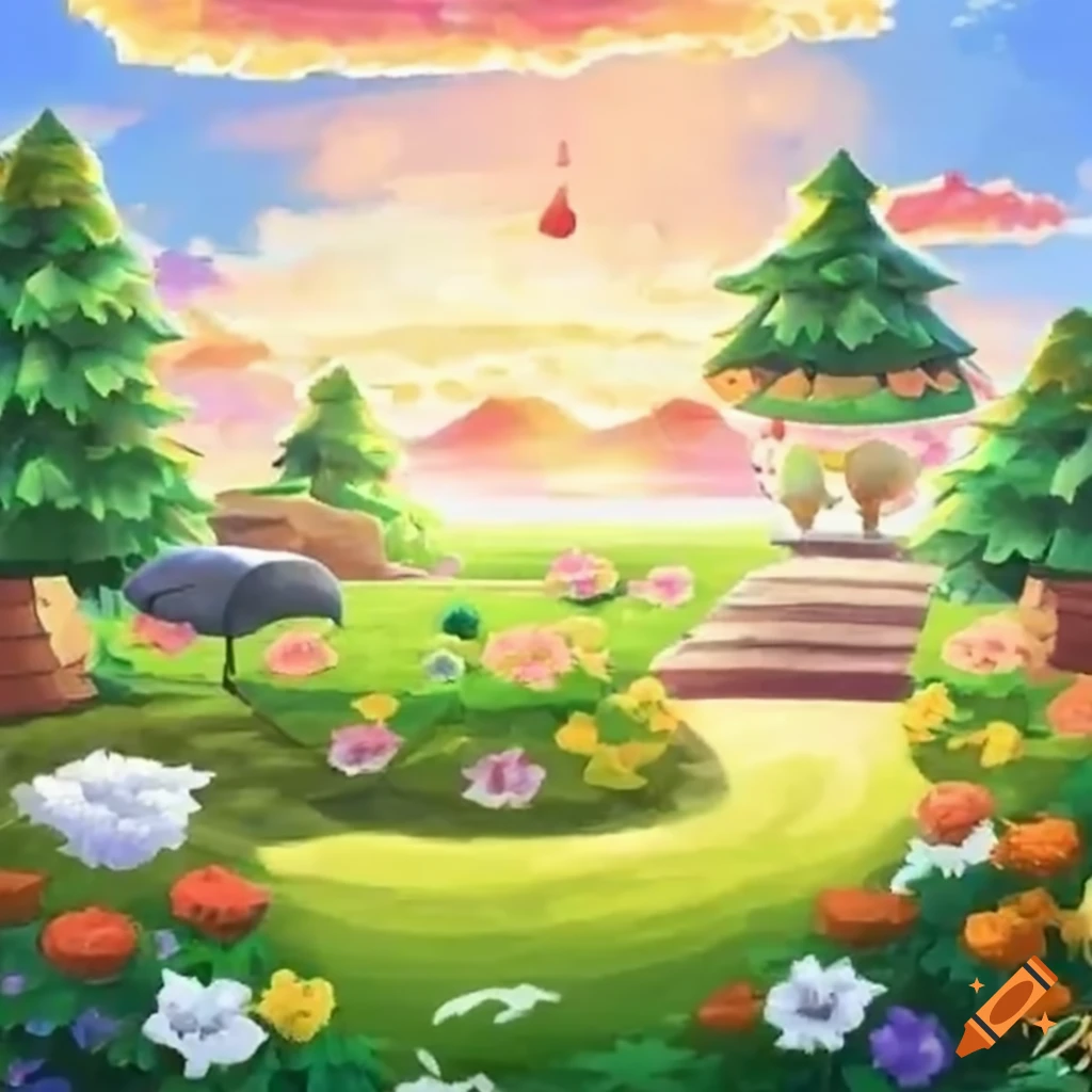 Cozy zen garden in Animal Crossing game