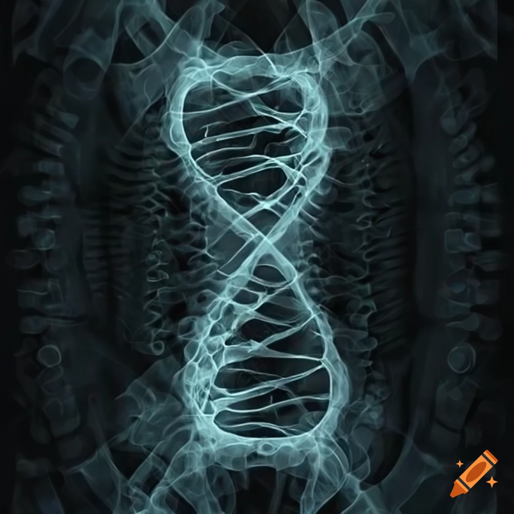 Minimal art x-ray abstract of biomechanical DNA computer