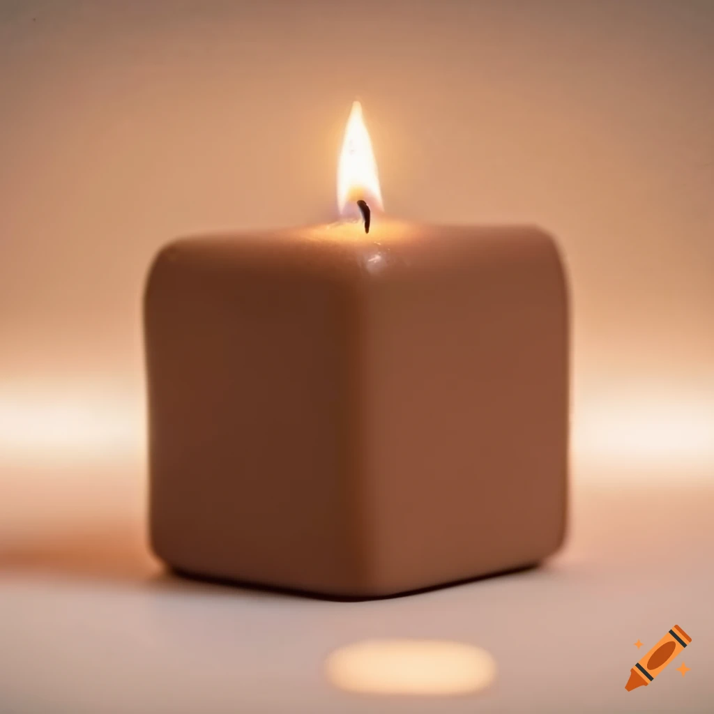 Ceramic clay cube with a candle in a minimalistic style on Craiyon