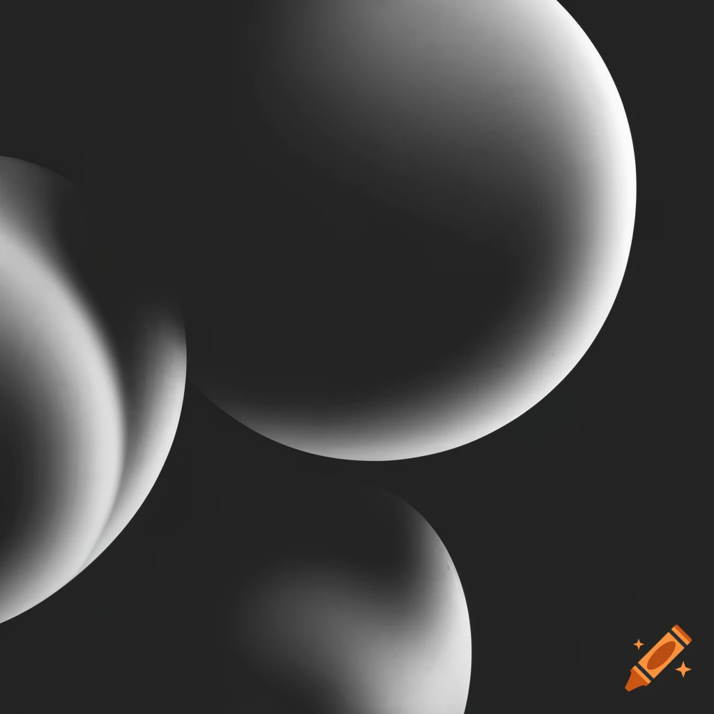Overlapping black and white spheres