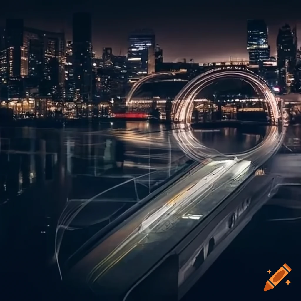 Future city with advanced transportation design