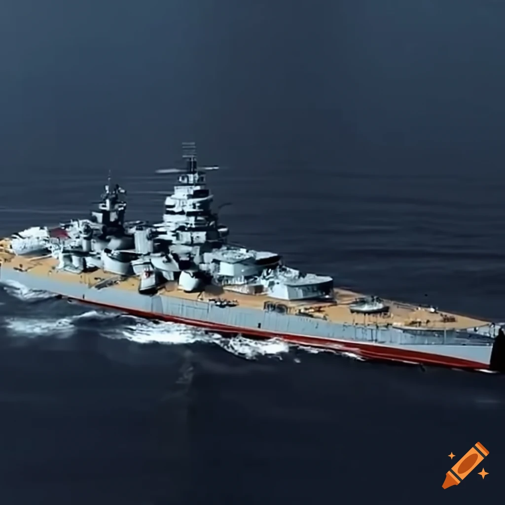 Bismarck Battleship during the Cold War era with 1980's refit and advanced technology